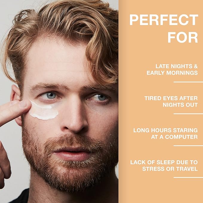 CRVFT Men's Under Eye Cream .25oz [AM/PM] | 30 Day Supply | Reduce the Appearance of Puffy Eyes + Lessen Dark Circles | Invigorated with Caffeine | Made in the USA | Peppermint Scented