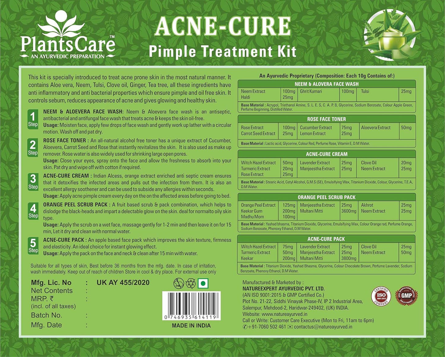 Plants Care Acne cure pimple treatment kit 140+165ml