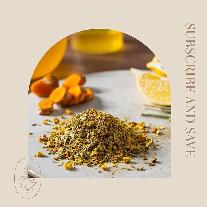 Rishi Tea Turmeric Ginger Herbal Tea - Organic Loose Leaf, Caffeine Free Ayurvedic Blend with Spicy Ginger & Citrus - 16 Ounces, 55+ Servings