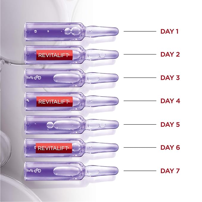 L'Oreal Paris Revitalift Derm Intensives Hyaluronic Acid Serum Ampoules 7 Day Boost Pure Hyaluronic Acid Anti-Aging Ampoules to visibly replump skin in 7 days, 7 Ampoules, 0.28 fl; oz.