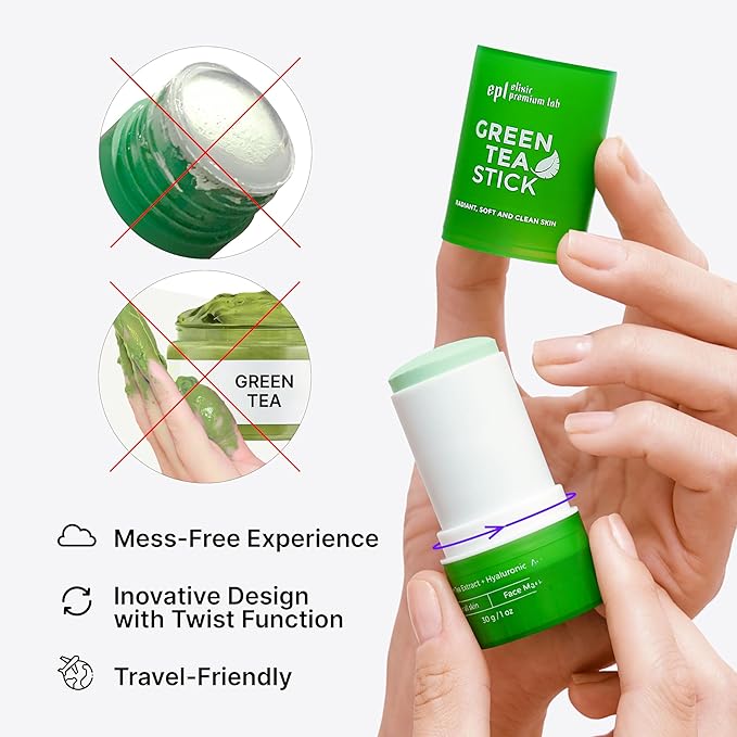 Green Tea Mask Stick - Pore Cleaner Green Stick - Prevents Blackheads - Moisturizing Clay Deep Cleanse - Facial Masks Women Skin Care - 2 Pack