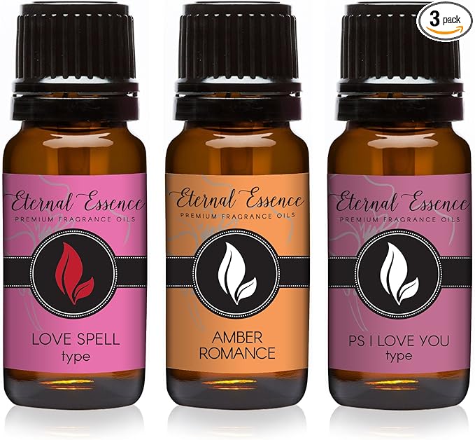 Trio (3) - Love Spell Type, Amber Romance & PS I Love You Type - Premium Fragrance Oil Trio - 10ml