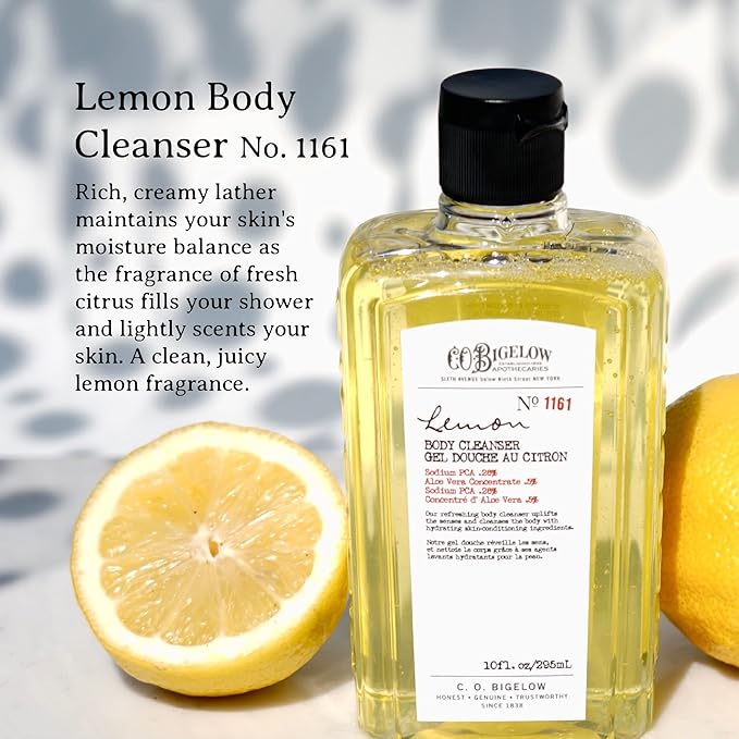 C.O. Bigelow Apothecary Duo, Lemon Body Care Gift Box with Body Soap & Lotion, Gift Set of Two - Moisturizing Lotion & Liquid Hand Wash for Dry Skin - 10fl oz Each