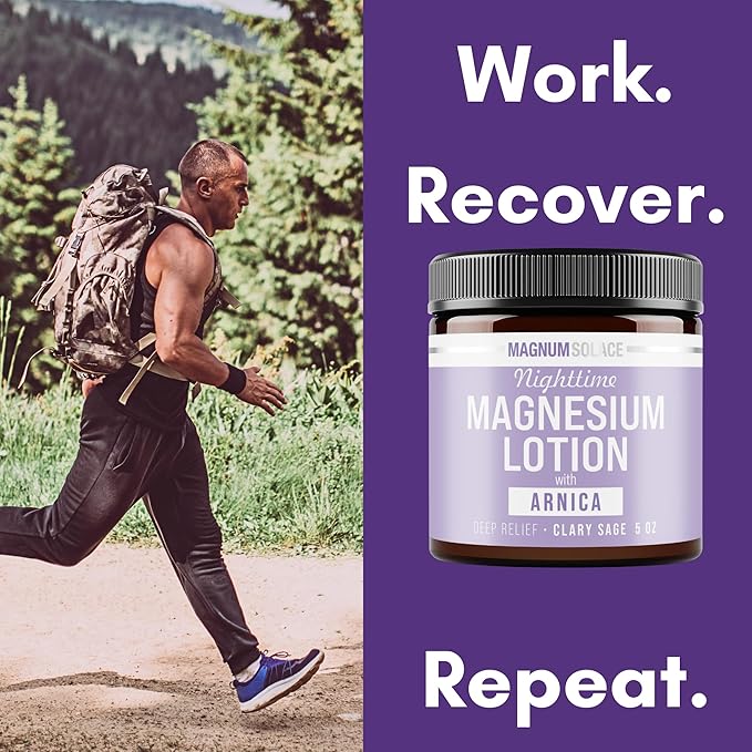 Nighttime Magnesium Lotion with Arnica – Soothing Relief & Relaxation, Highly Concentrated Magnesium for Muscles & Joints – Apply to Legs or Feet Before Bed – Skin-Friendly