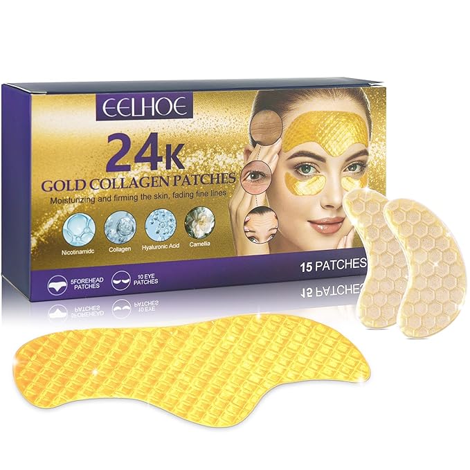 Under Eye and Forehead Wrinkle Patches Duo, Collagen Hyaluronic Acid and Camellia Extract Facial Patches for Forehead Lines, Puffy Eyes, Dark Circles Bags and Revitalization