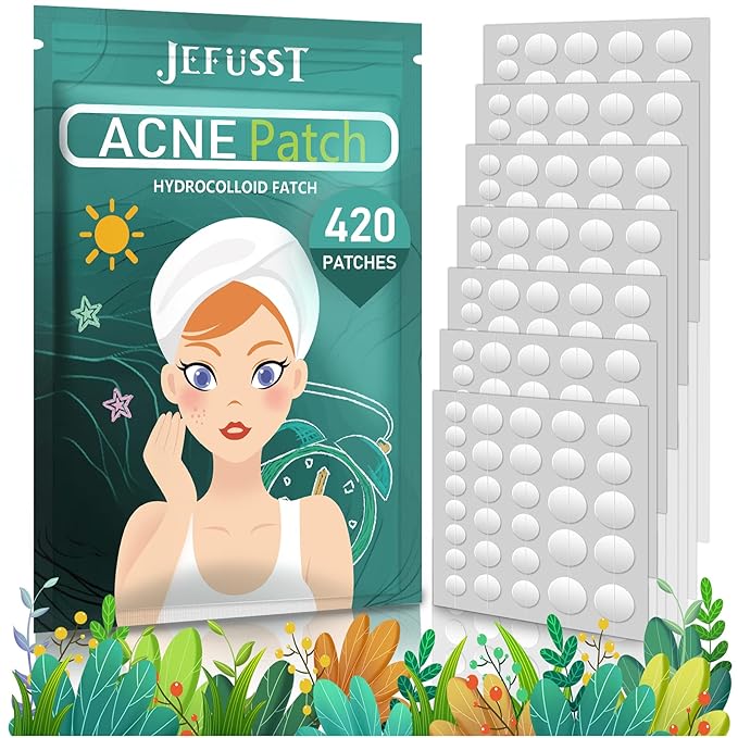 Pimple Patch 420 Counts 4 Sizes, Hydrocolliod Acne Patch for Face, Invisible Zit Patch with Tea Tree Oil & Calendula Oil, Blemish Patch, Vegan and Cruelty Free