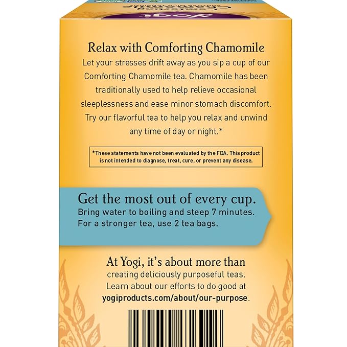 Yogi Tea Comforting Chamomile Tea - 16 Tea Bags per Pack (6 Packs) - Organic Chamomile Tea Bags - Supports a Good Night's Sleep & Occasional Stomach Discomfort - Made from Organic Chamomile Flower