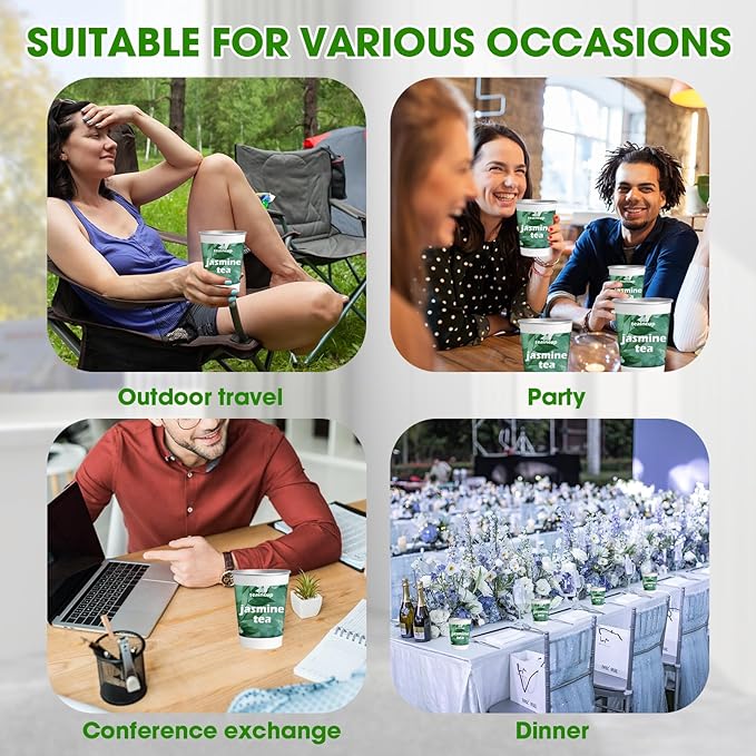 Organic Tea Sampler – 10 Eco-Friendly Tea Cups for Hot or Iced Teas, Premium Loose Leaf Teas Variety Pack – Jasmine, Chamomile, Hibiscus, Lemon Balm, Green Tea