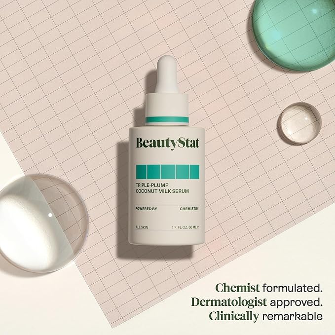 BeautyStat Triple-Plump Coconut Milk Serum - Moisturize, Plump, & Revitalize with Hyaluronic Acid, Polyglutamic Acid, Microsilver, & Coconut Complex (30 ml / 1 fl oz)