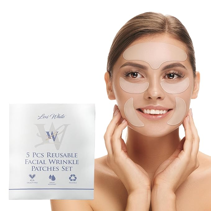 Reusable Facial Wrinkle Patches Set 5Pcs, Anti Wrinkle Patches, Face Tape for Wrinkles Overnight, Silicone Face Patches, Silicone Wrinkle Patches for Face Overnight, Silicone Patches for Wrinkles