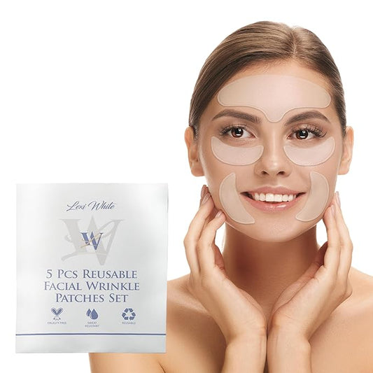 Reusable Facial Wrinkle Patches Set 5Pcs, Anti Wrinkle Patches, Face Tape for Wrinkles Overnight, Silicone Face Patches, Silicone Wrinkle Patches for Face Overnight, Silicone Patches for Wrinkles