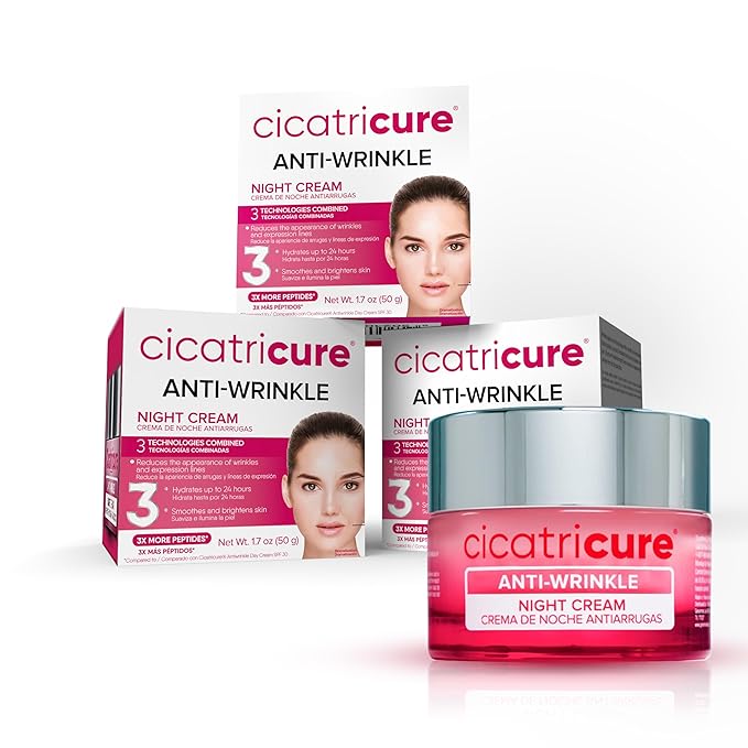 Cicatricure Anti-Wrinkle Night Face Cream: Intensive Overnight Aging Care, Moisturizes & Reduces Fine Lines, Advanced Anti-Aging Formula, 3-Pack, 1.7 oz Each