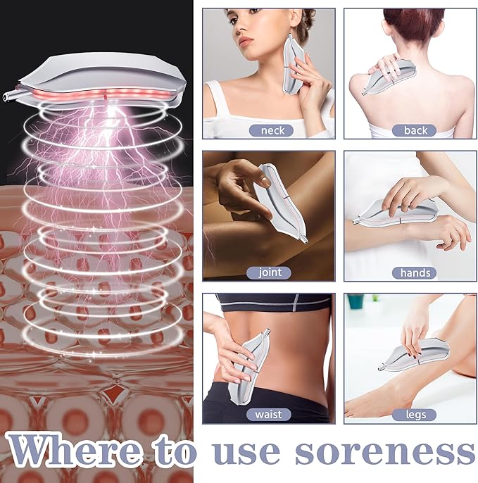 Electric Fascia Knife Scraper Gua Sha Tool, 4 Modes - Red Model + Purple + Blue + Heating + Micro + Vibration - 3-Level Adjustment - USB Charging, Muscle Relaxation Tool, Fascia Massager, Gift