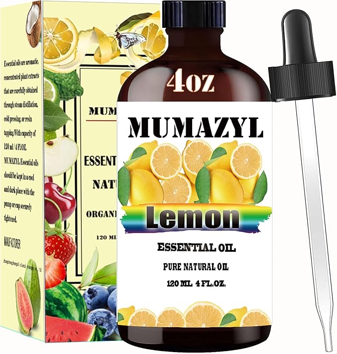 Lemon Essential Oil, Lemon Oil 4 Fl Oz 120ML for Diffuser Humidifier Yoga Cleaning DIY Candle Soap Making Essential Oils