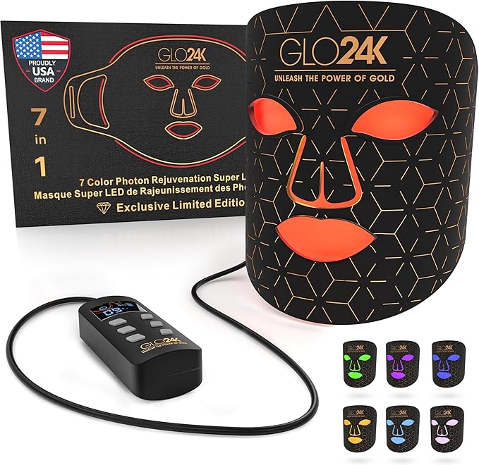 GLO24K 7 Color Photon Rejuvenation Super LED Mask. 240 LED Diodes. A SPA-at-Home Experience for a Radiant, Revitalized Look.