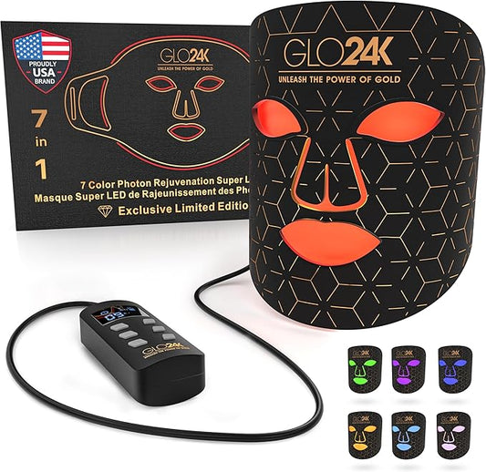 GLO24K 7 Color Photon Rejuvenation Super LED Mask. 240 LED Diodes. A SPA-at-Home Experience for a Radiant, Revitalized Look.