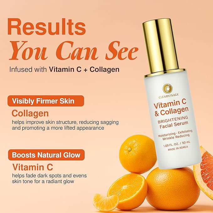 Vitamin C Serum with Collagen - Illuminating Anti-Aging, Luminous Complexion, Brightens Skin - Dermatologist Tested, Korean Skin Care, Cruelty Free, Natural Ingredients - 1.69 fl. oz