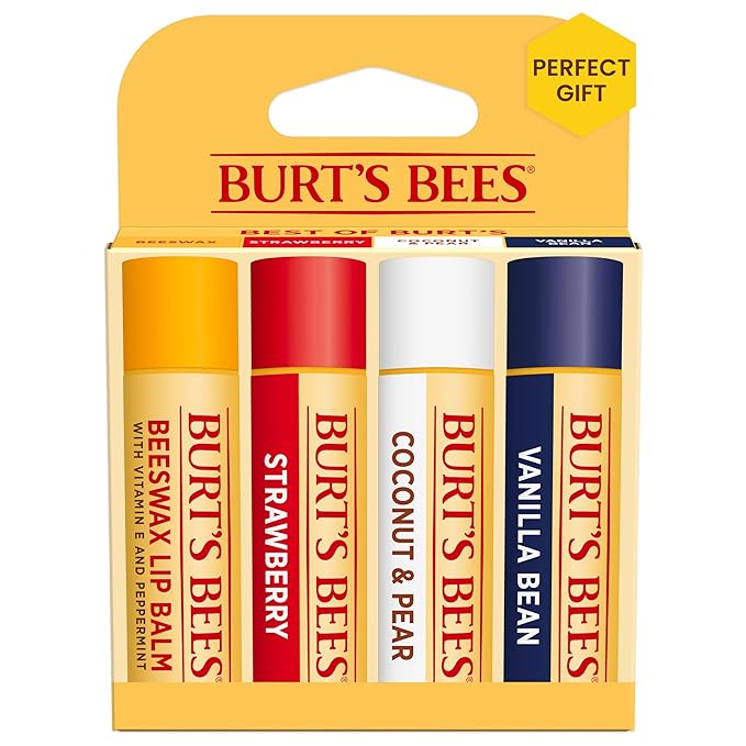 Burt's Bees Mothers Day Gifts Essential Beauty Set, 5 Travel Size - Deep Cleansing Cream, Hand Salve, Body Lotion, Foot Cream and Lip Balm, with 4 Flavored Lip Balms