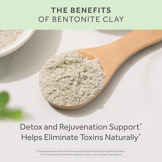 Calcium Bentonite Clay Food Grade Powder 1 Lb – Pharmaceutical | Natural Heavy Metal Detox & Pore Cleansing | Indian Healing | DIY Hair & Facial Mask | Toothpaste, Deo, Bath & Foot Soak