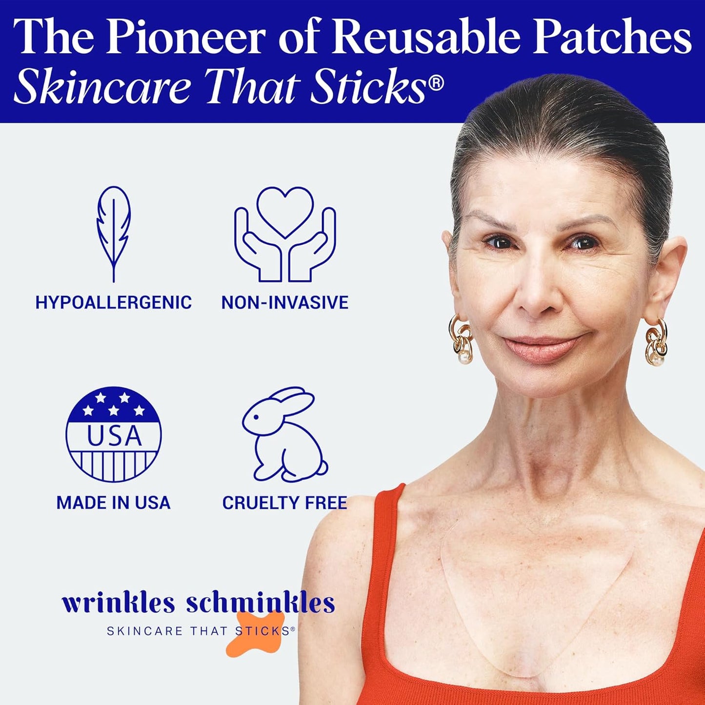 Wrinkles Schminkles Chest Wrinkle Patch - Reusable Silicone Smoothing Pads for Cleavage & Body, Reduce Wrinkles & Stretch Marks, Sensitive Formulated, Secret to Radiant Skin (1 Pack)