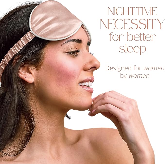 Grace & Company Silky Satin Eye Mask for Women - Premium Pink Satin Silk Sleep Mask - Hydrating, Ultra Soft & Lightweight Vegan Sleeping Mask - Peony