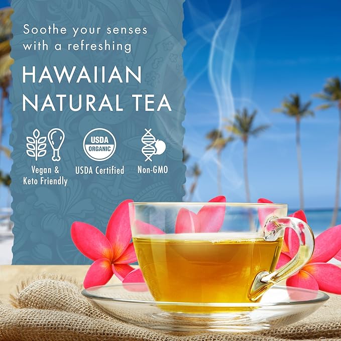 Hawaiian Natural Tea Organic Maui Lavender Earl Grey Bags - Premium Black Tea, Antioxidant Rich - 20 Bags