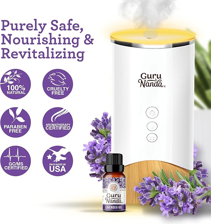 GuruNanda Lavender Essential Oil - 100% Pure, Natural and Undiluted Oil for Massage & DIY Recipes- Premium Diffuser Oil for Aromatherapy (Pack of 1 - 0.5 Fl Oz)