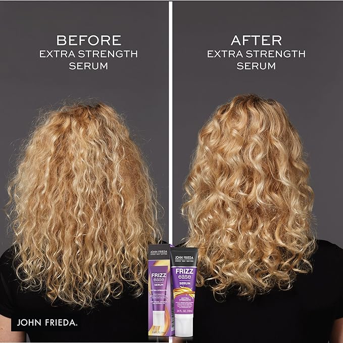 John Frieda Anti Frizz, Frizz Ease Extra Strength Hair Serum with Argan Oil, Anti-Humidity Spray for Hair, Nourishing Treatment for Thick, Coarse Hair, Travel Size, 0.34 Oz/Pack of 24