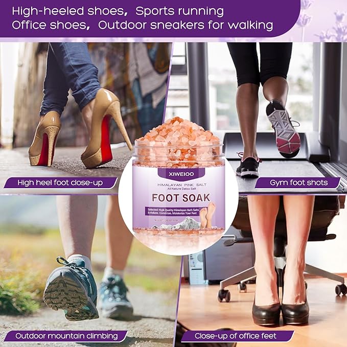 Himalayan Pink Foot Soak Salt Tea Tree Oil Foot Soak Kit, Lavender For Toenail Repair, Athletes Foot, Softens Calluses, Soothes Sore & Tired Fee