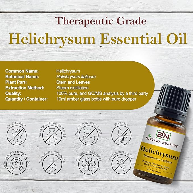 Helichrysum Essential Oil 100% Pure Premium Therapeutic Grade, Undiluted - Aromatherapy Diffuser for Calm and Relaxation, Skin Care, Hair Care