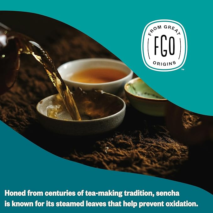 FGO Organic Sencha Green Tea, 16 Ounce Loose Leaf Bulk Resealable Bag, Sourced From Japan, Packaging May Vary (Pack of 1)