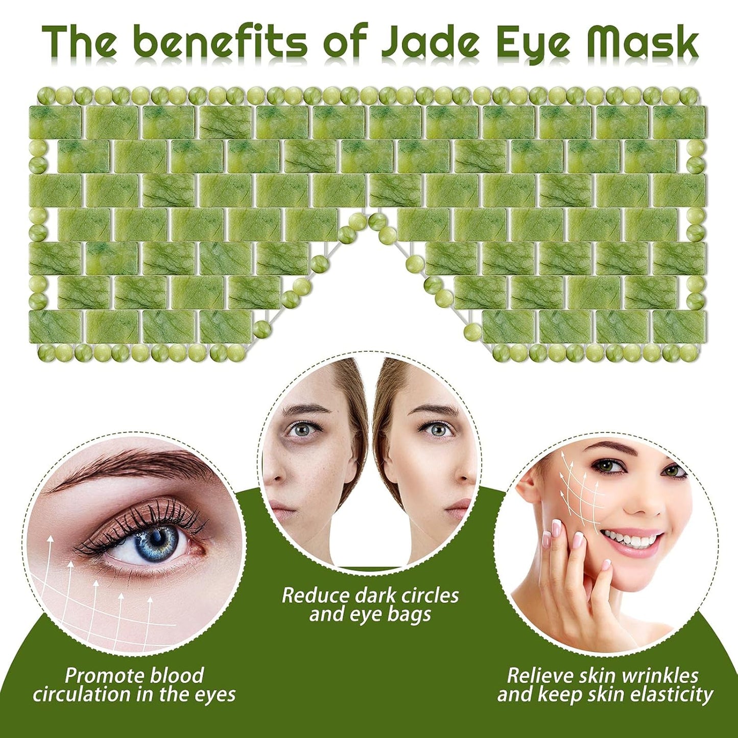 SATINIOR Jade Eye Mask Stone Eye Mask Hot or Cold Using Jade Mask Green Jade Facial Eyes Sleeping Mask Relief Eye Cover for Women Men Soothing, Cooling and Relieving