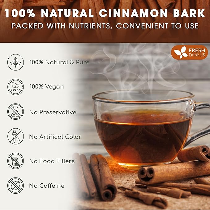 FreshDrinkUS Premium Cinnamon Sticks, 100% Natural & Pure Cinnamon Inner Bark, Strong Aroma, Perfect for Warm Beverages