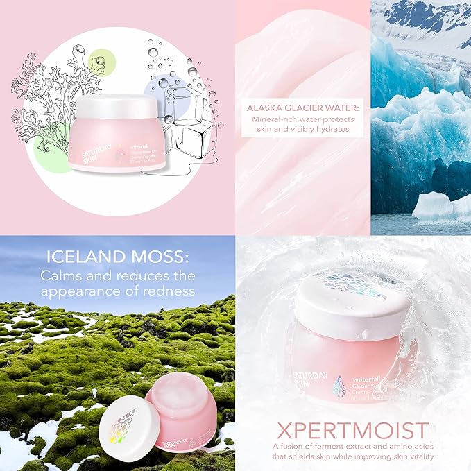 Saturday Skin Face Moisturizer Water Face Cream Natural Oil free Gel Type Cream From Alaska Glacier Water Day & Night Korean Skin Care Cream Soothing Hydrating Facial Moistrurizer (1.69 Fl. Oz. 50ml)