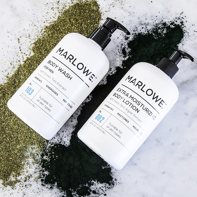 No. 002 Moisturizing Body Lotion 16 oz, Daily Dry Skin Lotion for Men, Made with Hydrating Natural Aloe Vera, Vegan, Oil Free, Light Fresh Tonka Scent