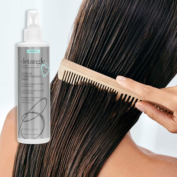 Brocato Detangle Leave In Conditioner Spray: Hair Detangler & Conditioning Spray for Women to Smooth Hair, Tame Frizz & Provide Sun & Heat Protection - Detangling Products for All Hair Types - 8.5 Oz