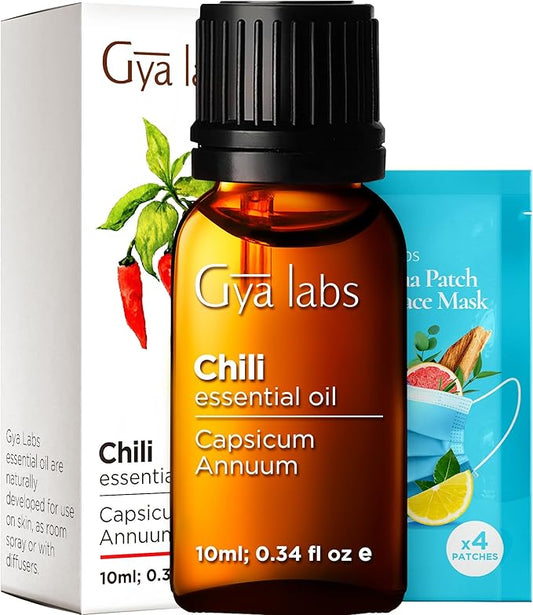 Gya Labs Chili Essential Oil for Hair Healthy - 0.34 Fl Oz - 100% Pure Natural Chili Oil for Skin, Diffusers, Candle Making Scent - Refreshing & Favorite Among Fitness Enthusiasts
