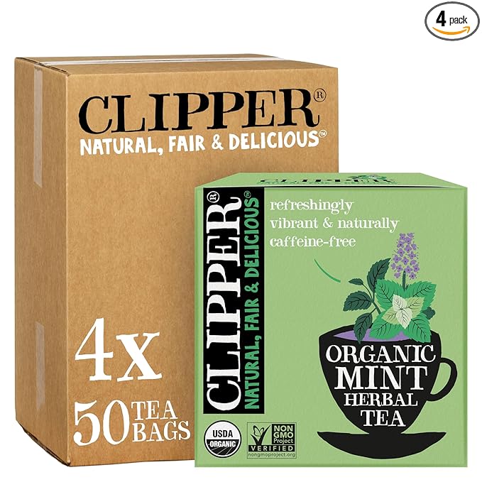 Clipper Tea Mint Herbal Teabags – Caffeine Free, USDA Organic, Great Hot or Iced – Refreshing, Natural, Fair & Delicious – 200 Tea Bags