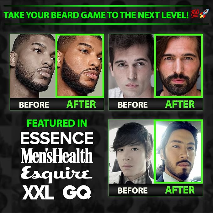 GROW Beard Roller Beard Growth Kit - Best Beard Kit Set of 2 Hair Follicle Stimulator Rollers - The Ultimate Beard Roller for Hair Growth Men of All Skin Types Can Use as a Follicle Booster by BBS USA