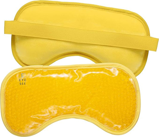 Eye See Plush Gel Eye Mask for Puffy Eyes, Yellow - Cold Eye mask to Treat Dark Circles, Sinuses, Dry Eyes, and for Allergy Relief - Microwave Safe for Heat Therapy