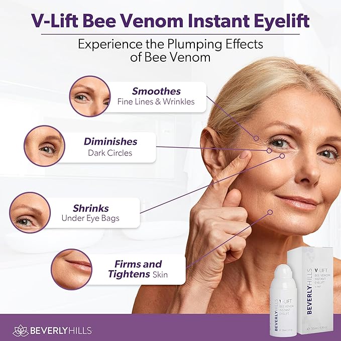 Beverly Hills V-lift Instant Eye Lift & Mens Instant Facelift Bundle with Discount - Eye Serum Treatment for Dark Circles, Wrinkles & Under Eye Bags for Women & Men, 30mL (120 Days Supply Each)