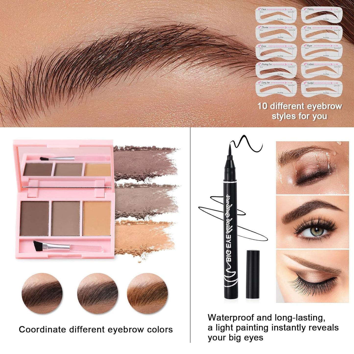 Makeup Kit for Teens Girls, Makeup Present Set for Women, Makeup Full Kit for Beginners, Mini Makeup Bundle Include 7 Puce colors Matte & Shimmer Pigmented Eyeshadow Palette, Eyebrow Powder