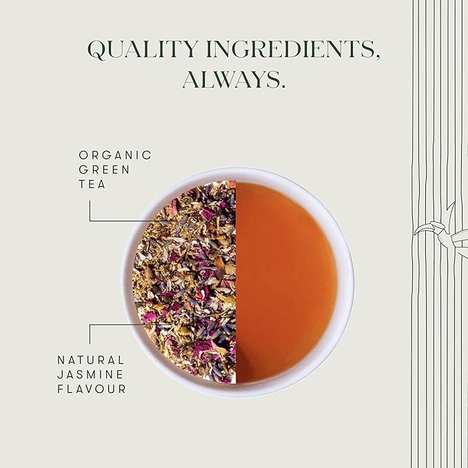 Luxmi Estates - Midnight Bloom - Organic Jasmine Tea - 25 Tea Bags | With Organic Jasmine Buds and Premium Darjeeling Green Tea | Natural Aid to Relieve Stress, Anxiety and Sleep Problems