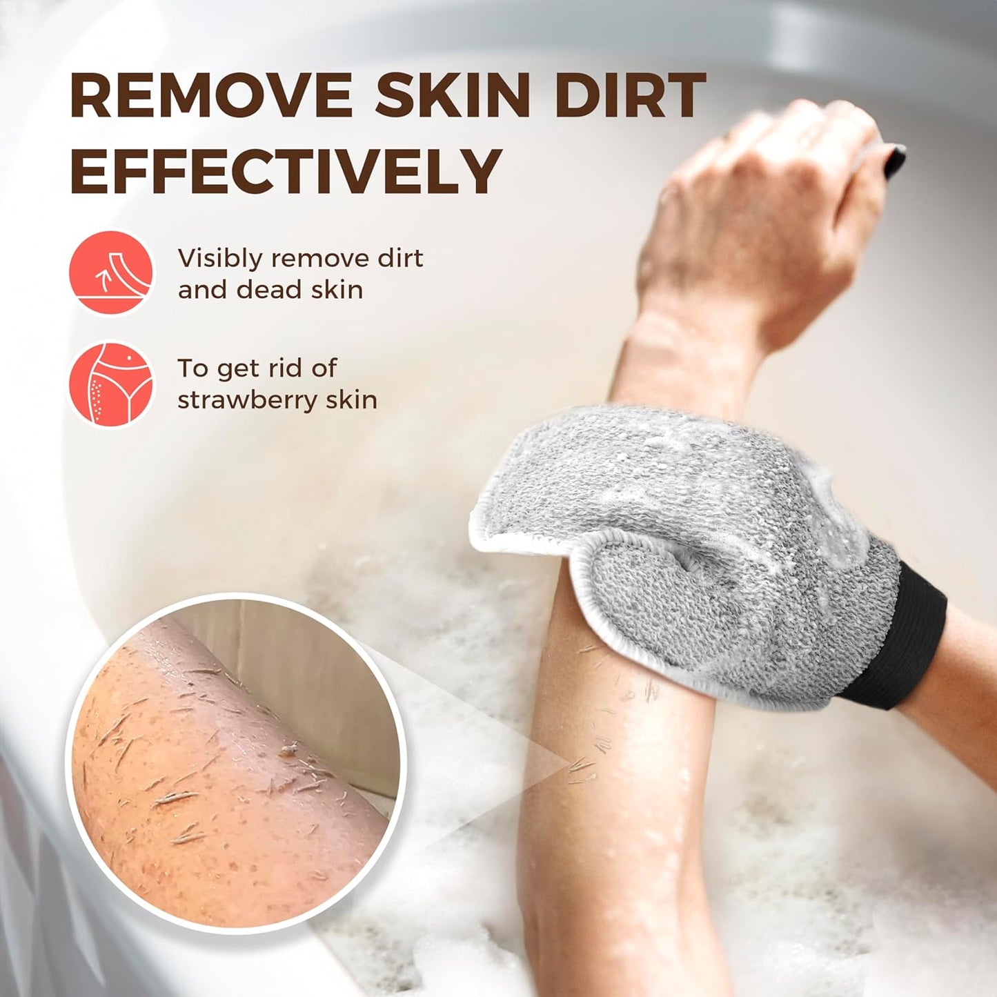 ZOMCHI 2 Pack Deep Exfoliating Glove with Dual Texture, Massage Body Scrub Gloves for Home Spa, Exfoliating Mitt for Dead Skin Removal (Deep + Soft)