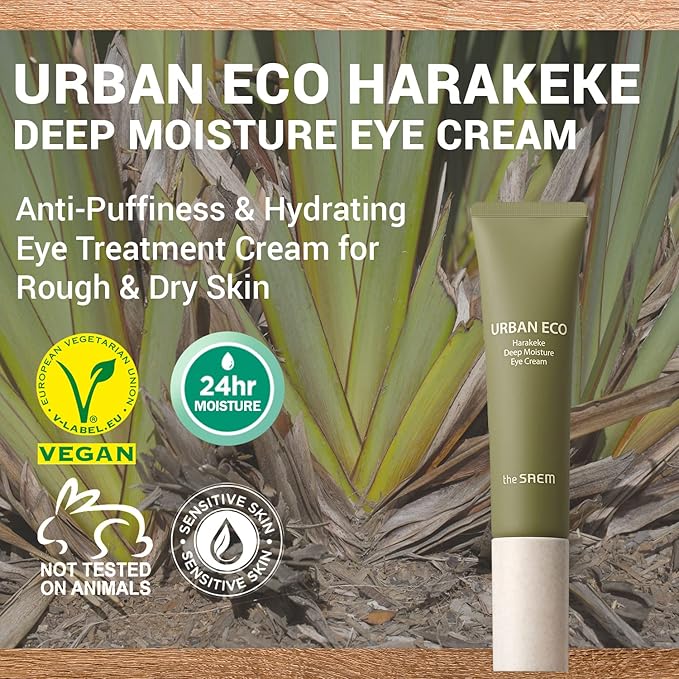 THESAEM Urban Eco Harakeke Deep Moisture Eye Cream 1.01oz. - Vegan Under Eye Cream with Harakeke Root Extract - Calms Puffiness - Reduces Fine Lines - Replenishes Vitality and Moisture of Tired Eyes
