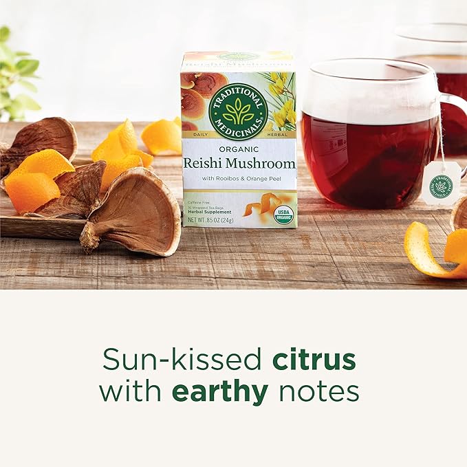 Traditional Medicinals Tea, Organic Reishi Mushroom, Rooibos & Orange Peel, Supports a Healthy Immune System, 96 Tea Bags (6 Pack)
