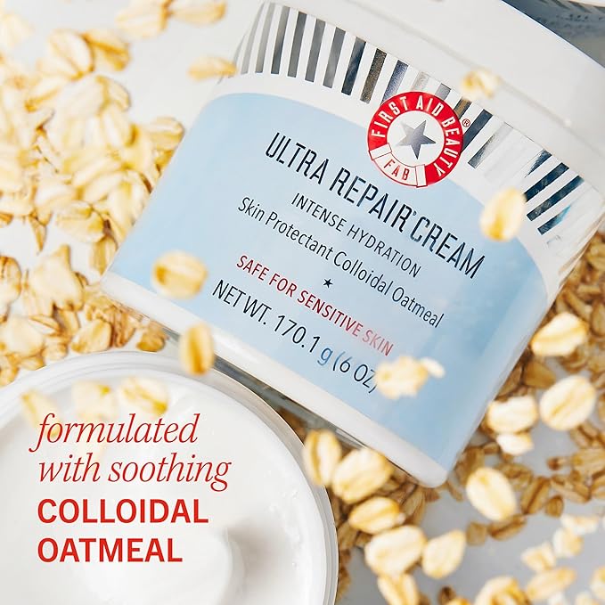 First Aid Beauty - Ultra Repair Cream, Intense Hydration Whipped Colloidal Oatmeal, Clinically Proven to Strengthen Skin Barrier in 7 Days & Helps Relieve Eczema, Luxury Face & Body Moisturizer, 14 oz