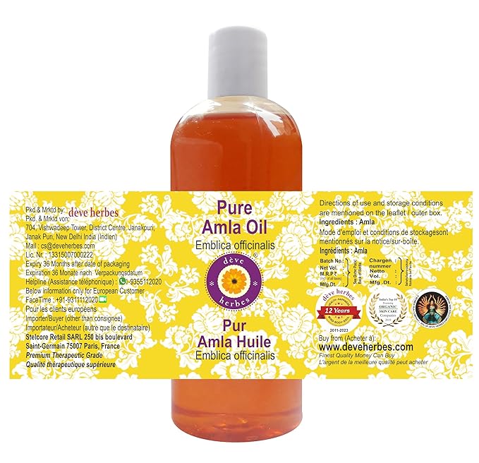 dève herbes Pure Amla Oil (Emblica officinalis) 200ml (6.76 oz)