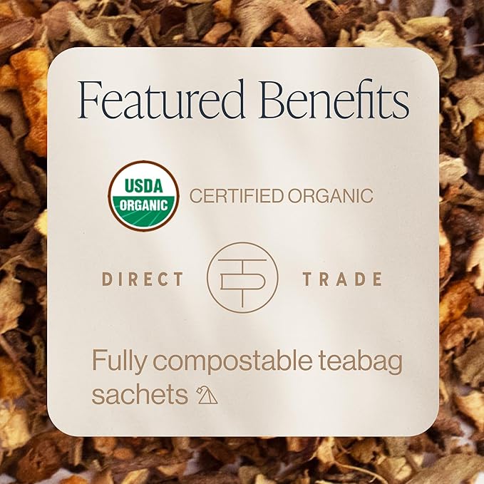 Rishi Tea Cinnamon Tulsi Spice Herbal Tea - Organic, Caffeine Free Sachet Bags, Warming & Naturally Sweet Botanical Blend - 15 Count (Pack of 6)
