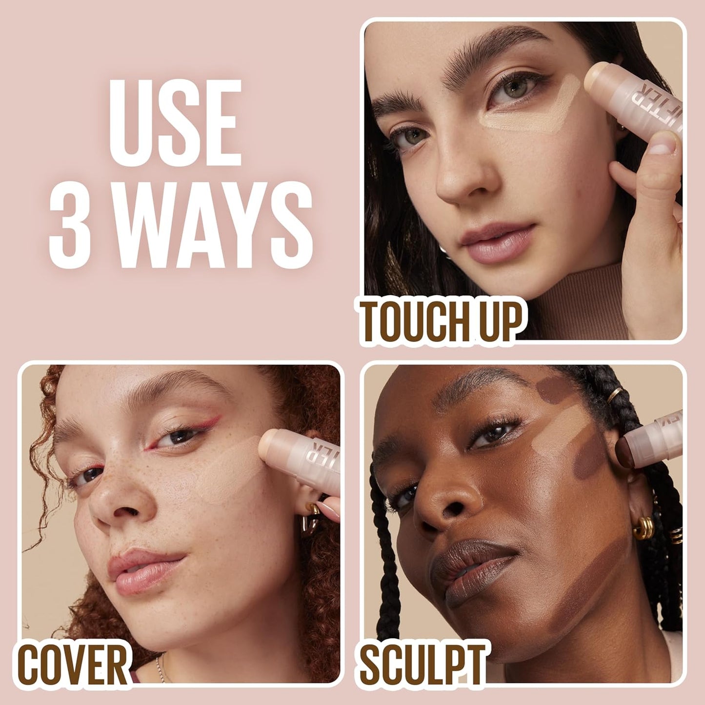 Maybelline Lifter Stix Multi-Use Face Stick - Contour, Bronzer, Concealer and Foundation Stick, All-In-One Creamy Face Makeup with Cranberry Seed Oil, 20, 1 Count